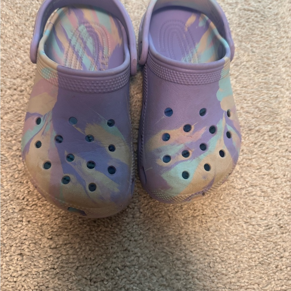 CROCS Purple and Blue Sandals with Playful Design